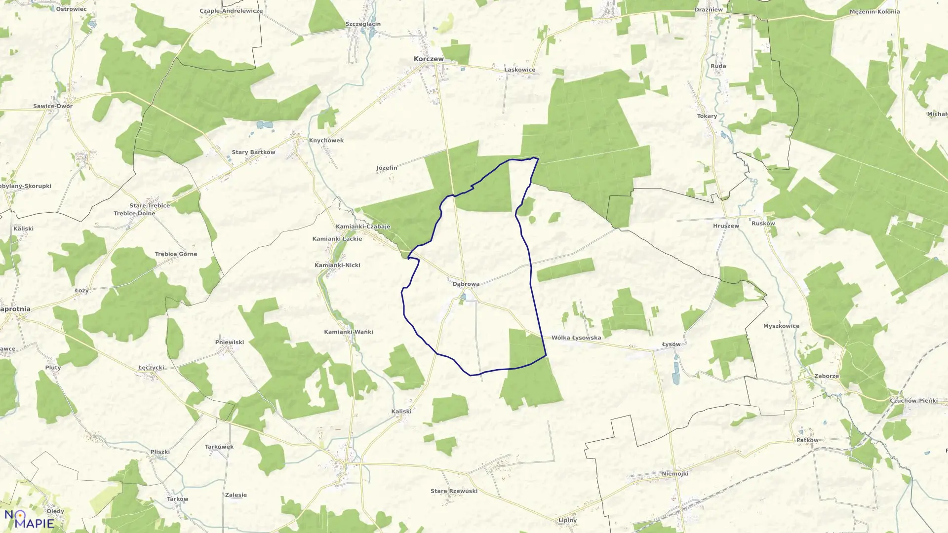 Mapa obrębu DĄBROWA w gminie Przesmyki