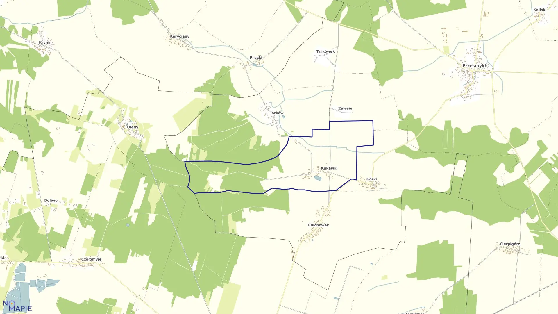 Mapa obrębu KUKAWKI w gminie Przesmyki