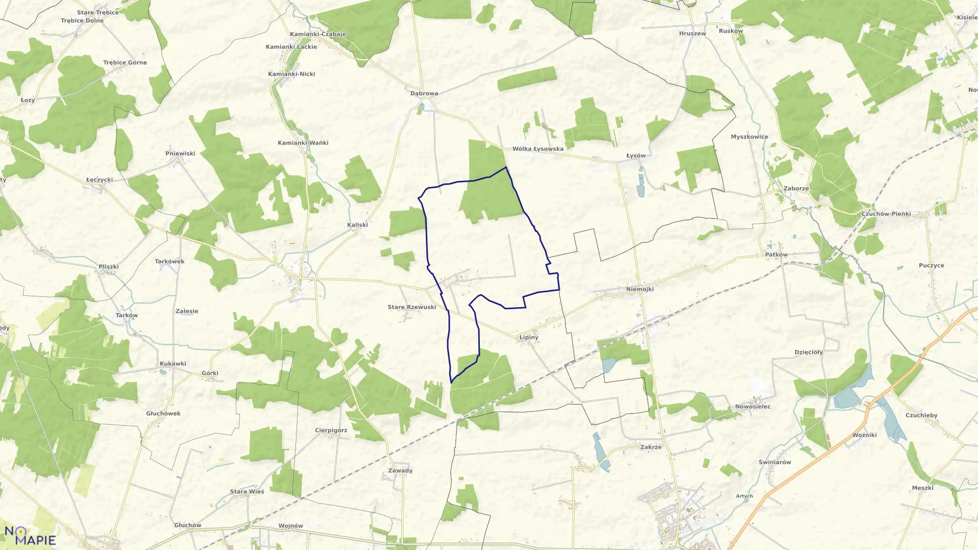 Mapa obrębu RACZYNY w gminie Przesmyki