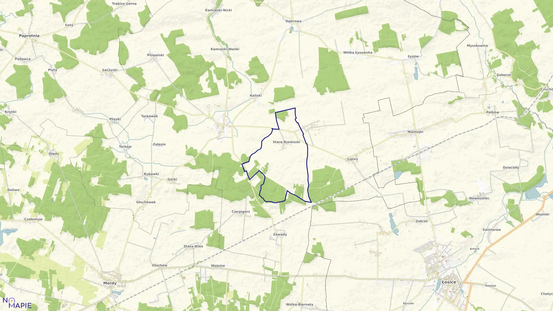 Mapa obrębu STARE RZEWUSKI w gminie Przesmyki