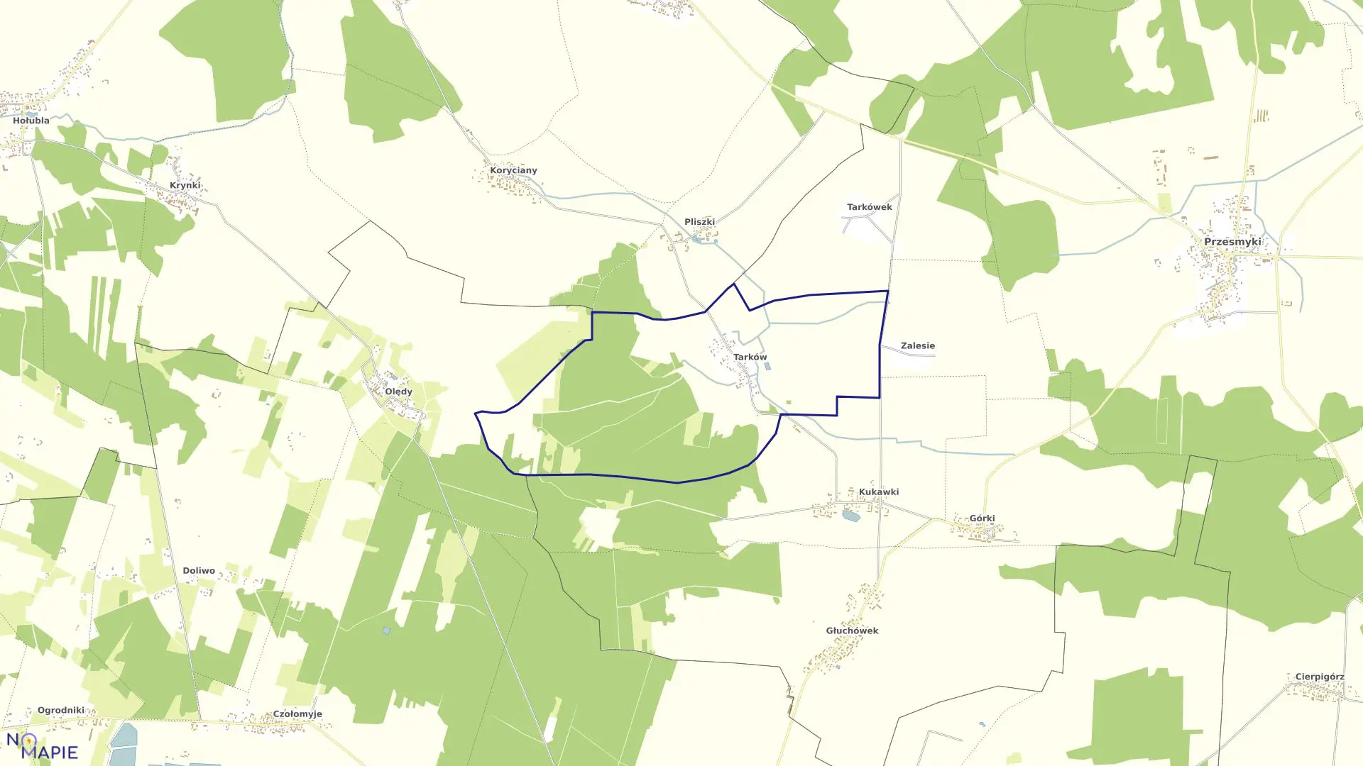 Mapa obrębu TARKÓW w gminie Przesmyki